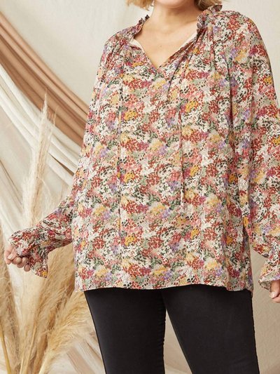 entro Ruffle Detail V Neckline Blouse In Watercolor Floral Print product