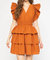 Ruffle Sleeve Mini Dress - Pumpkin
