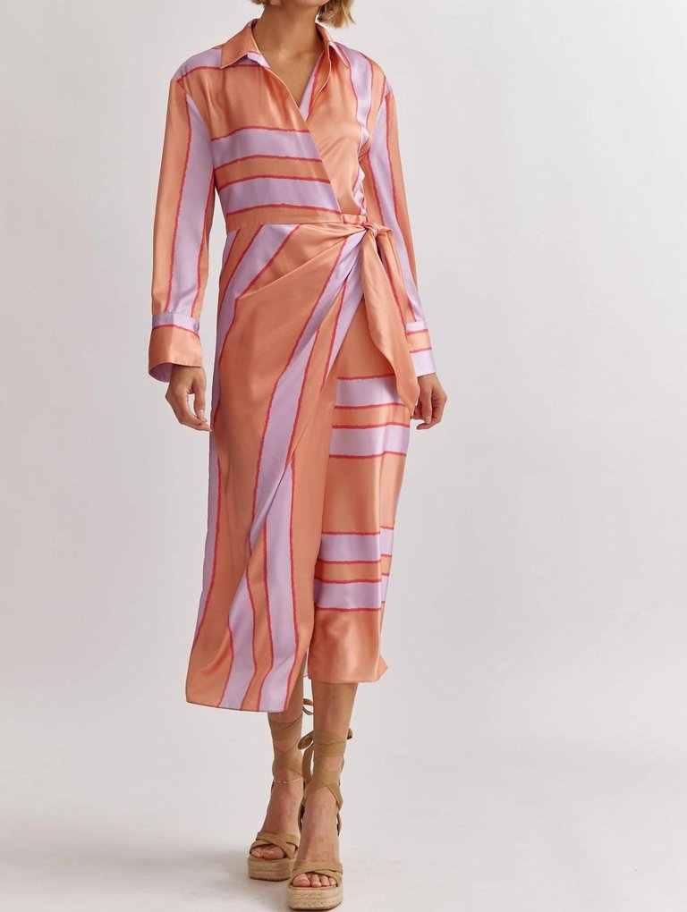 Sasha Satin Midi Dress - Peach