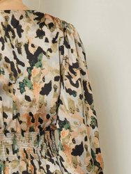 Satin Animal And Camouflage Print Short Dress