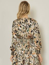 Satin Animal And Camouflage Print Short Dress