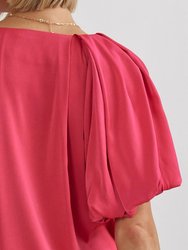 Satin Bubble Sleeve Top