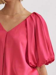 Satin Bubble Sleeve Top