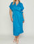 Satin Wrap Dress - Royal Blue