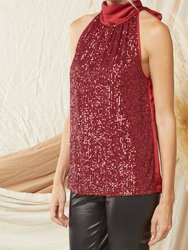 Sequin Front And Large Bow Top