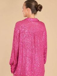 Sequin Long Sleeve Button Down Top