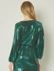Shiny Metallic Long Sleeve Mini Dress