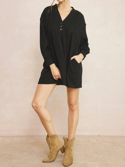 entro Solid Textured Long Sleeve Dress product