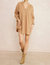 Solid Textured Long Sleeve Dress - Camel