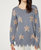 Star Print Distressed Sweater - Heather Gray