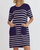 Stripe Short Sleeve Dress In Navy - Navy