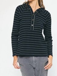 Striped Hooded Sweatshirts - Black