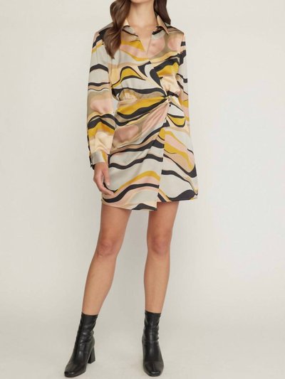 entro Swirl Print V-Neck Wrap Style Mini Dress product