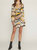 Swirl Print V-Neck Wrap Style Mini Dress - Grey Blush