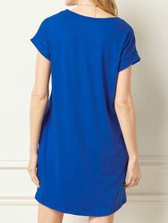 Tee Shirt Dress With Rolled Sleeves And Pockets