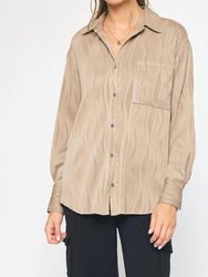 Textured Button Up Long Sleeve Top