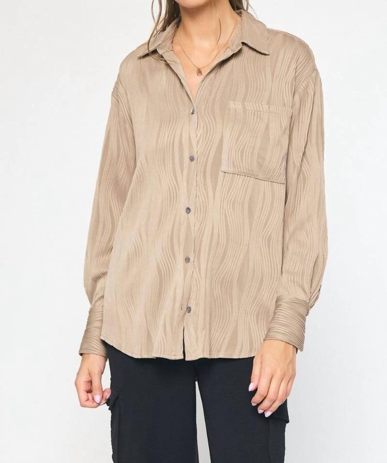 Textured Button Up Long Sleeve Top