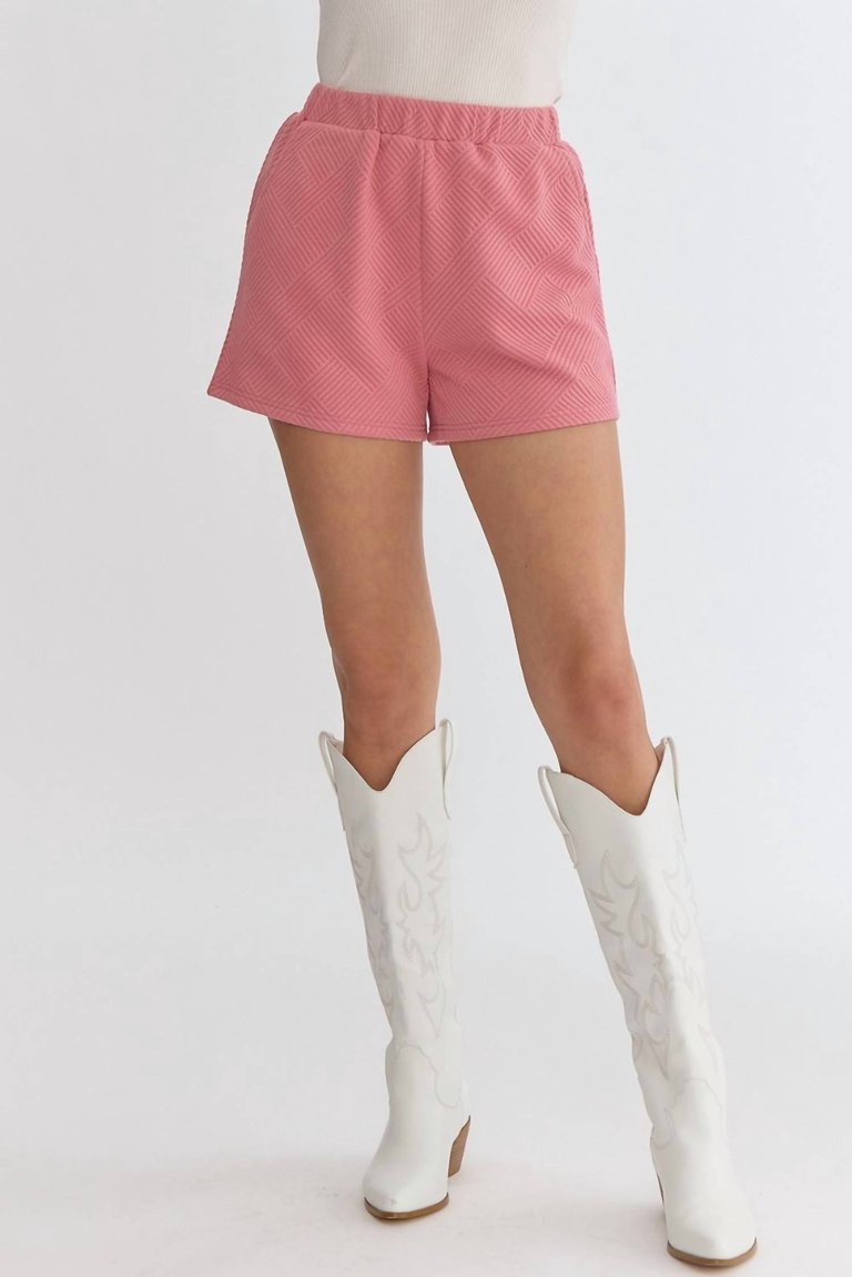 Textured Shorts - Coral Pink