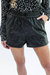 The Callie High Waist Faux Leather Shorts In Black - Black