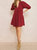 V Neck Baby Doll Dress - Wine