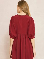 V Neck Baby Doll Dress