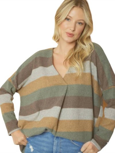 entro Vneck Front Placket Striped Sweater product