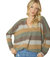 Vneck Front Placket Striped Sweater - Multi