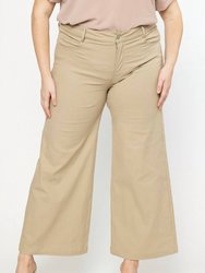 Wide Leg Pants - Plus - Tan