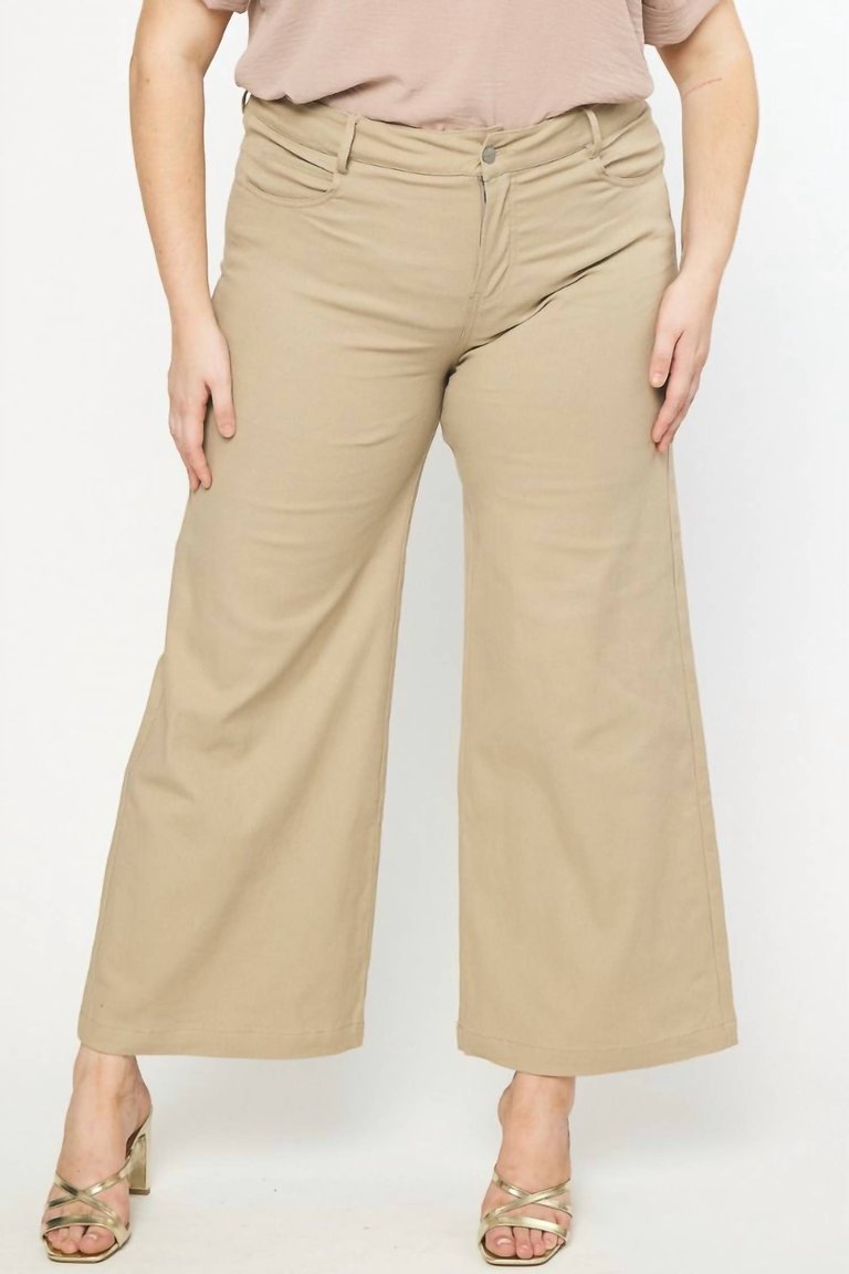 Wide Leg Pants - Plus - Tan