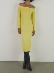 A Coste Off Shoulder Long Sleeves Dress - Yellow