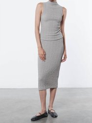 Costa Puckered Pencil Skirt In Limestone - Limestone