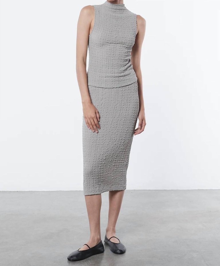 Costa Puckered Pencil Skirt In Limestone - Limestone