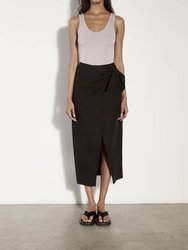 Linen Wrap Skirt - Black