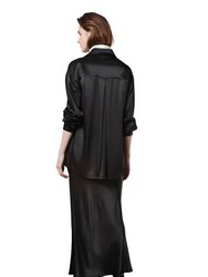 Long-Sleeve Satin Shirt In Black