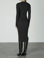 Lurex Sweater Rib Cardigan Midi Dress
