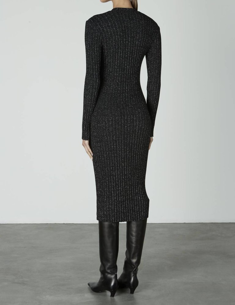 Lurex Sweater Rib Cardigan Midi Dress