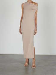 Luxe Knit Exposed Shoulder Dress - Dk Nude