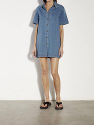 Mini Shirt Dress - Mid Wash