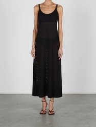 Open Knit Cami Dress - Black - Black