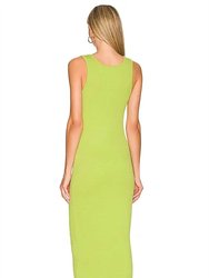 Puckered Knit Dress In Lime
