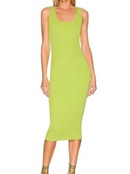Puckered Knit Dress In Lime - Lime