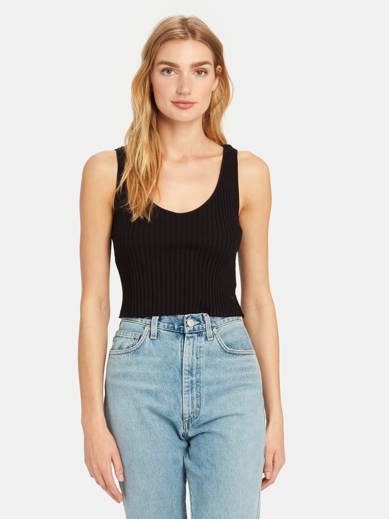 Rib Sweater Knit Cropped Scoop Tank 