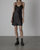 Satin Bias Short Slip Dress - Black