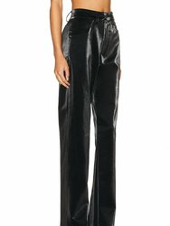 Satin Finish Vegan Leather Straight Leg Pant