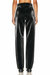 Satin Finish Vegan Leather Straight Leg Pant