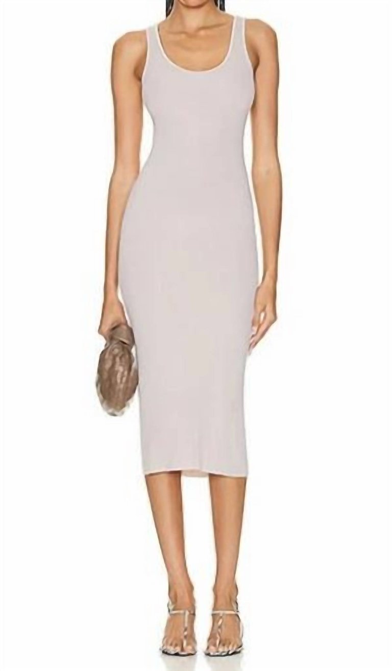 Silk Rib Tank Midi Dress In Quartz - Quartz