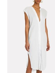 Sleeveless V-Neck Dress - White