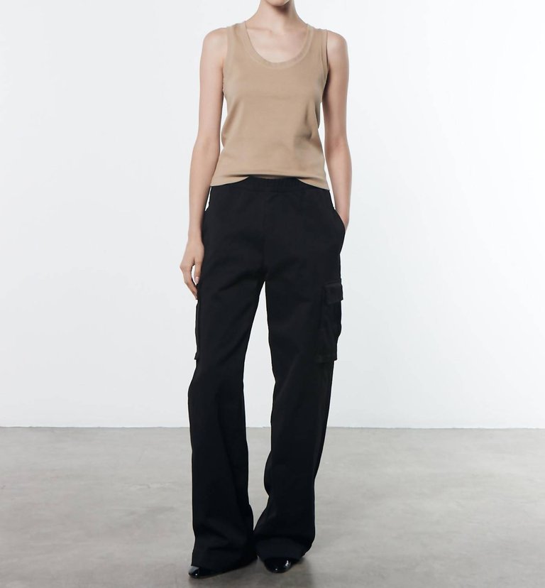 Soft Touch Cargo Pant In Black - Black