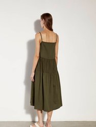 Strappy Tiered Dress In Dark Olive