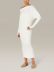 Sweater Knit Slouch Dress - Winter White